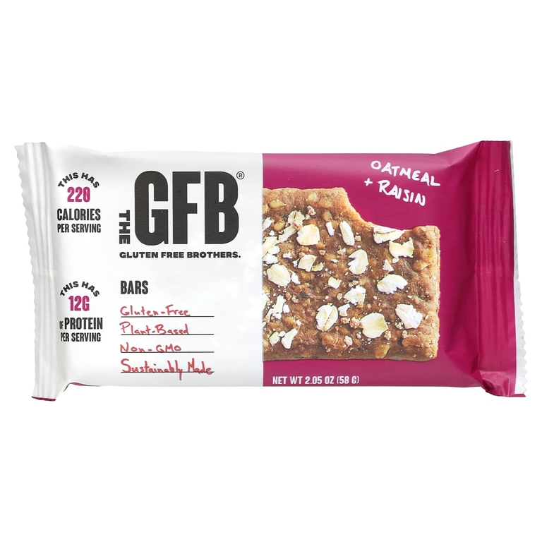 The GFB, Батончики без глютена, овсяные батончики с изюмом, 12 батончиков, 58 г (2,05 унции) каждый