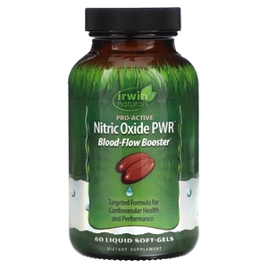 Irwin Naturals, PWR, оксид азота, усилитель кровотока, 60 желатиновых капсул