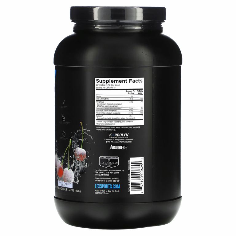 EFX Sports, карболин гидрат, со вкусом белой вишни, 1856 г (4 фунта, 1,5 унции)