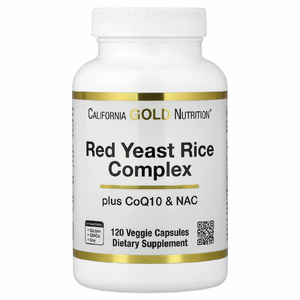 California Gold Nutrition, комплекс с органическим красным ферментированным рисом, N-ацетилцистеином, коэнзимом Q10 и экстрактом расторопши, 120 вегетарианских капсул