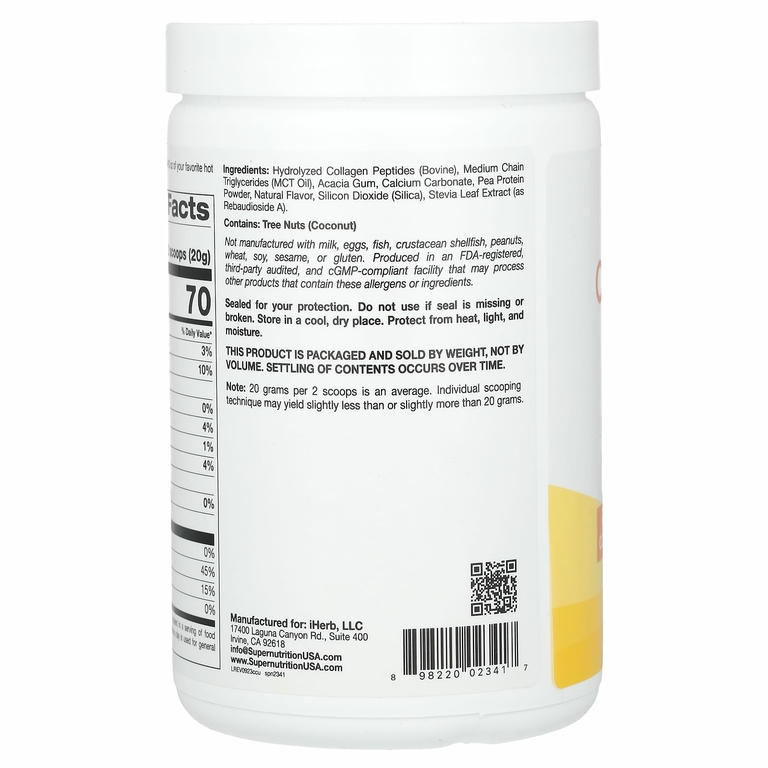 Super Nutrition, коллагеновые сливки, с ванильным вкусом, 240 г (8,46 унции)