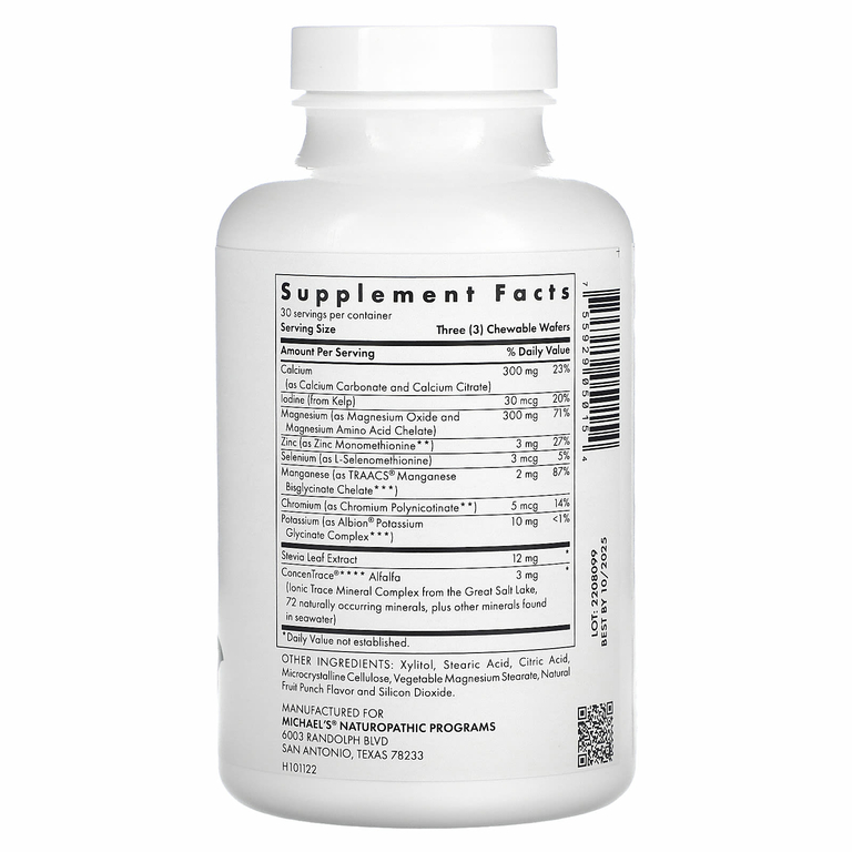 Michael's Health, Жевательные минералы, натуральный фруктовый пунш, 90 жевательных веганских вафель