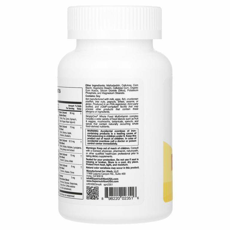 Super Nutrition, SimplyOne, цельнопищевые мультивитамины, 90 таблеток