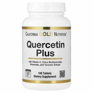 California Gold Nutrition, Quercetin Plus с кверцетином, витамином C, цитрусовыми биофлавоноидами, бромелаином и куркумой, 100 таблеток