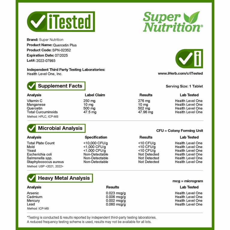 Super Nutrition, Quercetin Plus с кверцетином, витамином C, цитрусовыми биофлавоноидами, бромелаином и куркумой, 100 таблеток