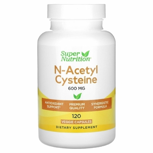 Super Nutrition, N-ацетилцистеин, 600 мг, 120 растительных капсул
