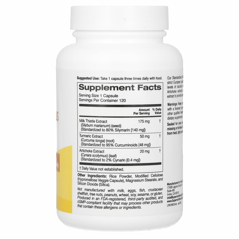 Super Nutrition, расторопша плюс, 175 мг, 120 растительных капсул