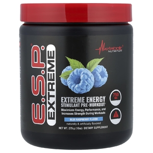 Metabolic Nutrition, ESP® Extreme Energy, предтренировочный стимулятор, со вкусом голубой малины, 275 г (10 унций)