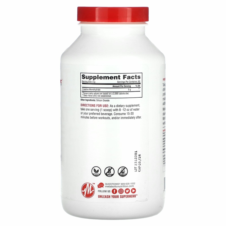 Metabolic Nutrition, Креатин, без добавок, 300 г (10,58 унции)