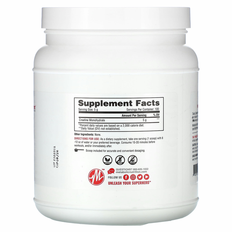 Metabolic Nutrition, Креатин, без добавок, 500 г (17,64 унции)