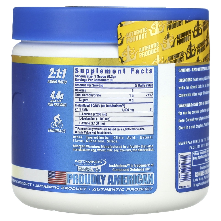 Ronnie Coleman, Vital Edition, BCAA XS, добавка со вкусом лимонада, 189 г (6,67 унции)