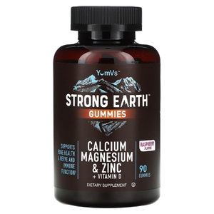 YumVs, Жевательные мармеладки Strong Earth, кальций, магний и цинк + витамин D, малина, 90 жевательных таблеток