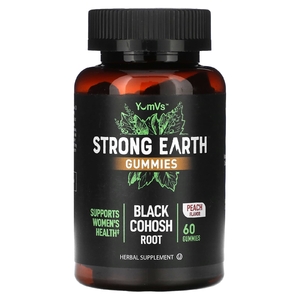 YumV's, Strong Earth, жевательные мармеладки, корень черного кохоша, персик, 60 жевательных таблеток