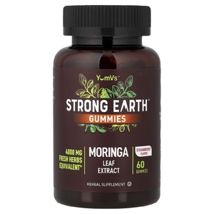 YumVs, Strong Earth™, жевательные таблетки, экстракт листьев моринги, клубничный вкус, 60 жевательных таблеток (200 мг в 1 таблетке)