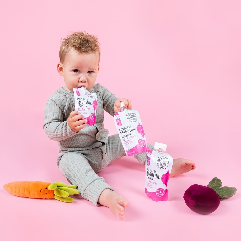 Serenity Kids, Смузи без молочных продуктов с белком, для детей от 6 месяцев, свекла и морковь, 99 г (3,5 унции)