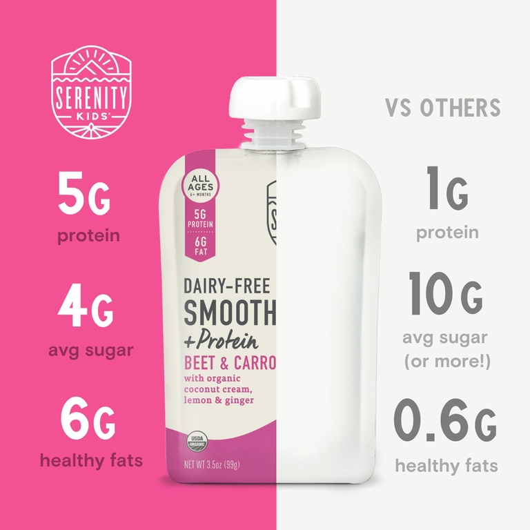 Serenity Kids, Смузи без молочных продуктов с белком, для детей от 6 месяцев, свекла и морковь, 99 г (3,5 унции)