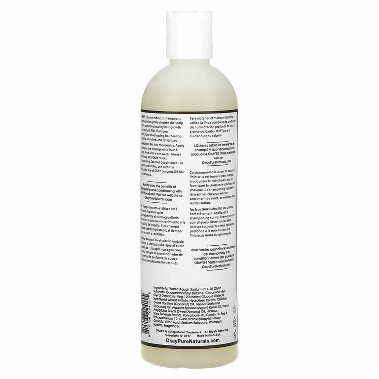 Okay Pure Naturals, Coconut Hibiscus, глубокое увлажнение, шампунь, 355 мл (12 жидк. унц.)