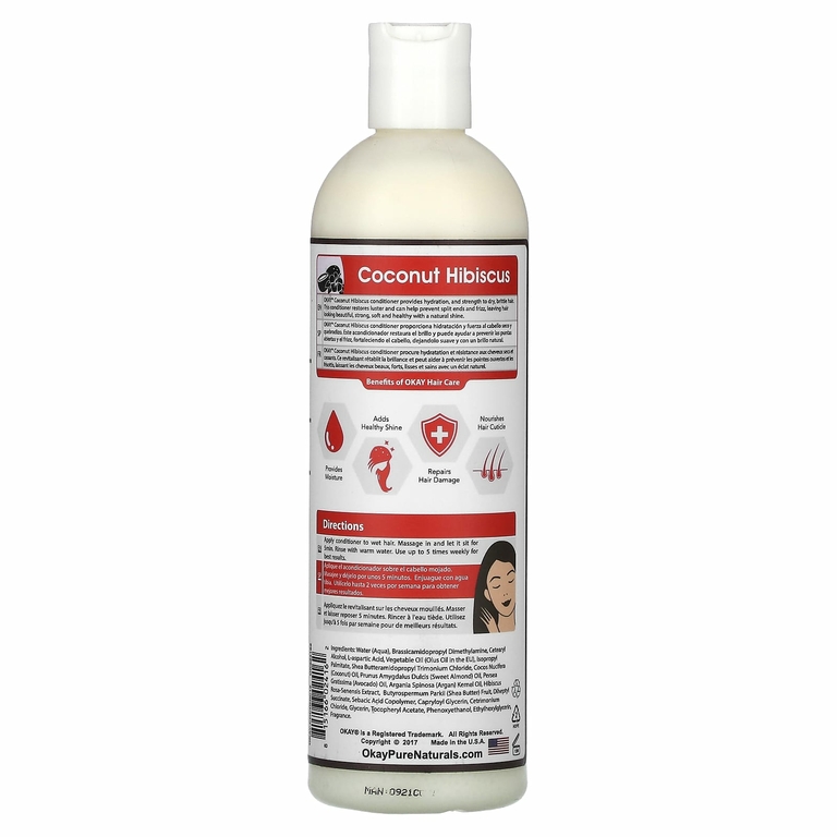 Okay Pure Naturals, Кондиционер, кокос и гибискус, 355 мл (12 жидк. Унций)