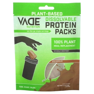 Vade Nutrition, растворимый протеин в пакетиках, 100% растительный заменитель пищи, насыщенный шоколад, 44 г (0,1 фунта) (Товар снят с продажи) 