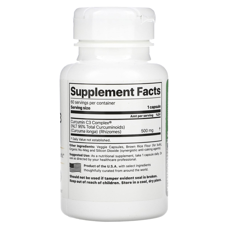 Jigsaw Health, Curcumin C3 Complex, 60 капсул (500 мг в 1 капсуле)