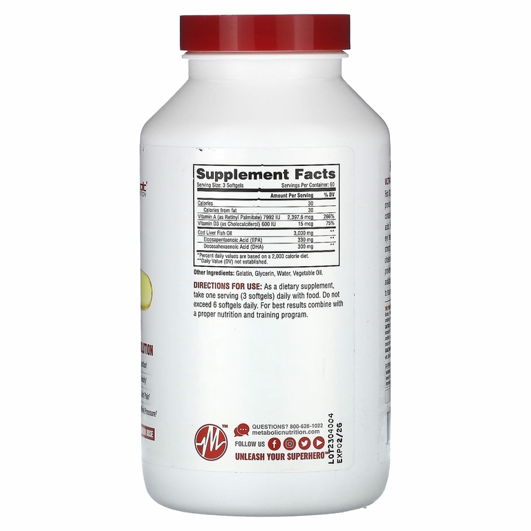 Metabolic Nutrition, Fish 3000, 180 капсул (1000 мг в 1 капсуле)