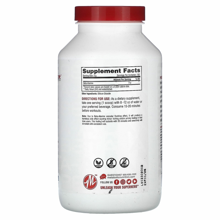 Metabolic Nutrition, Бета-аланин, без добавок, 300 г (10,58 унции)
