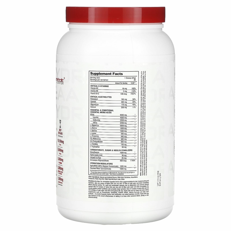 Metabolic Nutrition, Hydra EAA, фруктовый пунш, 1000 г (35,2 унции)