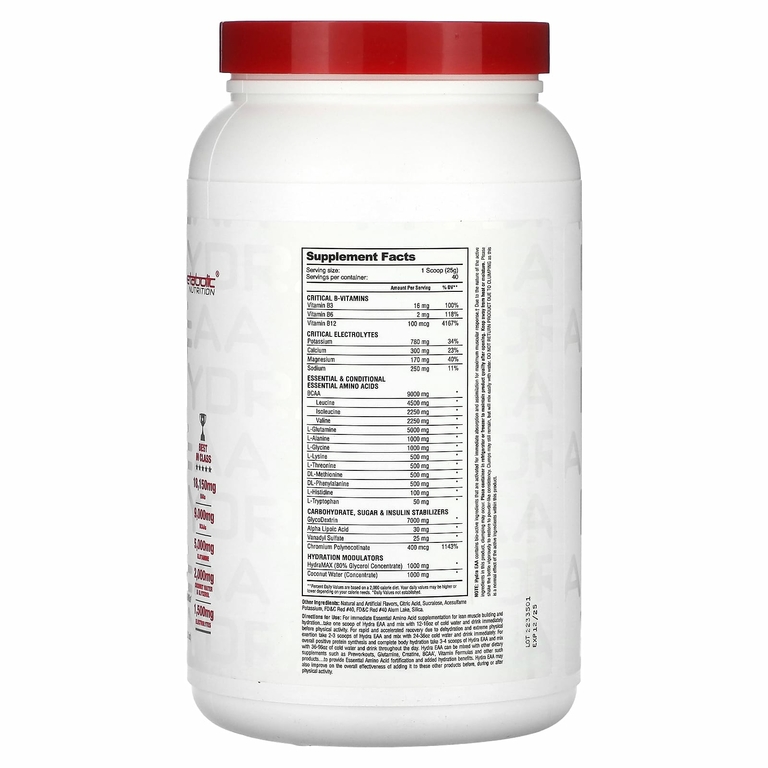 Metabolic Nutrition, Hydra EAA, арбуз, 1000 г (35,2 унции)