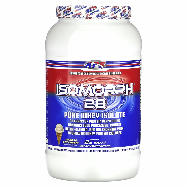APS, Isomorph 28, чистый изолят сыворотки, ванильное мороженое, 907 г (2 фунта)