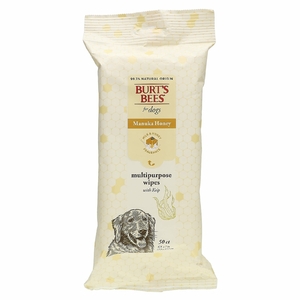 Burt's Bees, Многоцелевые салфетки с водорослями Manuka Honey, для собак, с молоком и медом, 50 салфеток (Товар снят с продажи) 