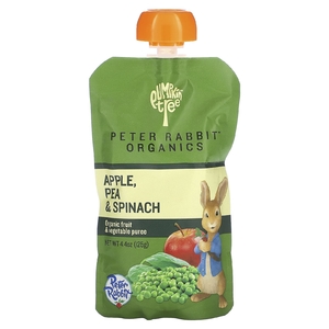 Pumpkin Tree Organics, Peter Rabbit Organics, органическое фруктовое и овощное пюре, яблоко, горох и шпинат, 125 г (4,4 унции) (Товар снят с продажи) 