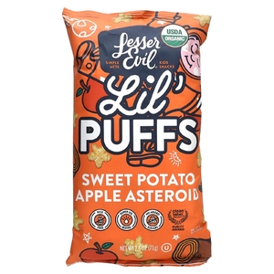 LesserEvil, Lil 'Puffs, батат и яблоко-астероид, 71 г (2,5 унции) (Товар снят с продажи) 