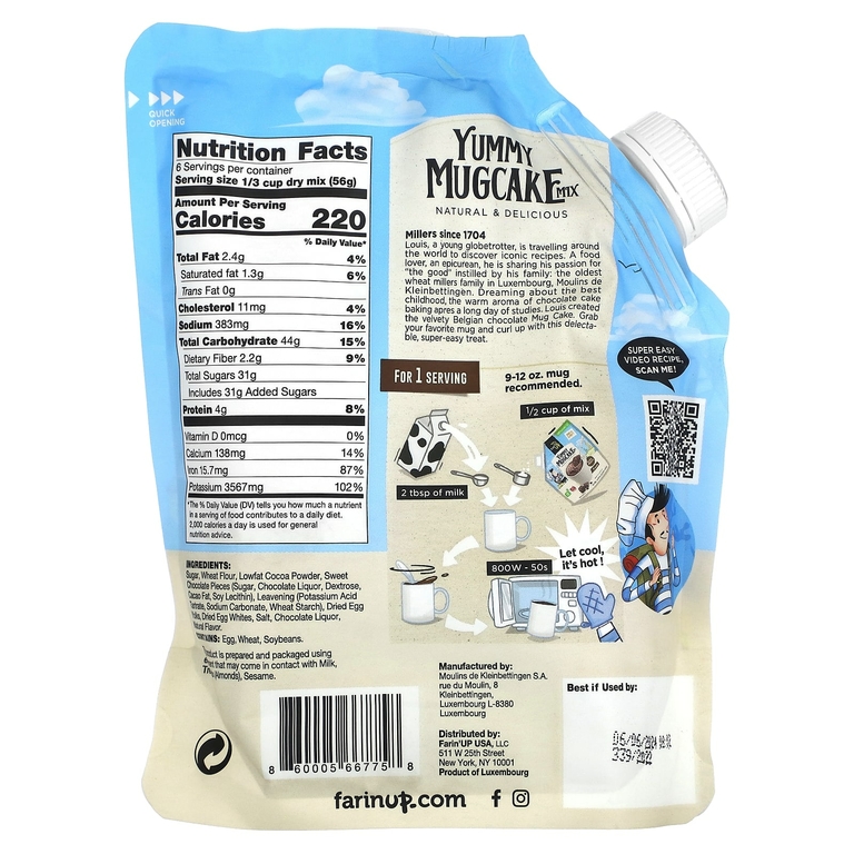 Farin' Up, Yummy Mugcake Mix, бельгийский шоколад, 425 г (15 унций) (Товар снят с продажи) 