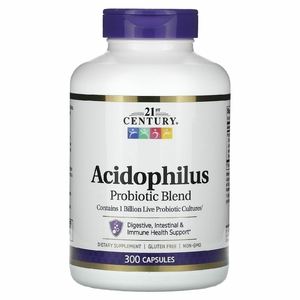 21st Century, Acidophilus, смесь пробиотиков, 300 капсул