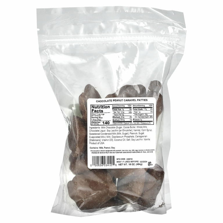 Bergin Fruit and Nut Company, Шоколадные пирожки с арахисом и карамелью, 454 г (16 унций)