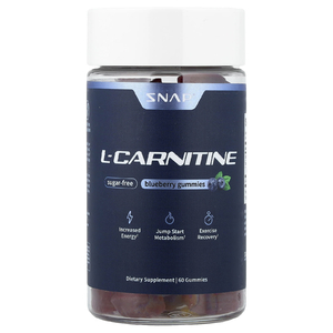 Snap Supplements, L-карнитин, жевательные таблетки, со вкусом голубики, без сахара, 60 жевательных таблеток (250 мг в 1 жевательной таблетке)
