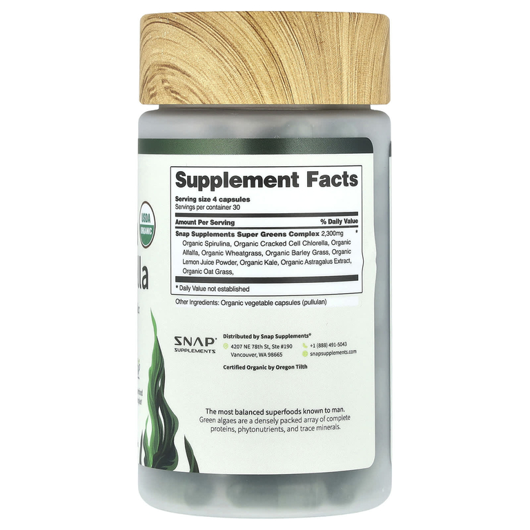 Snap Supplements, Спирулина и хлорелла, 120 капсул