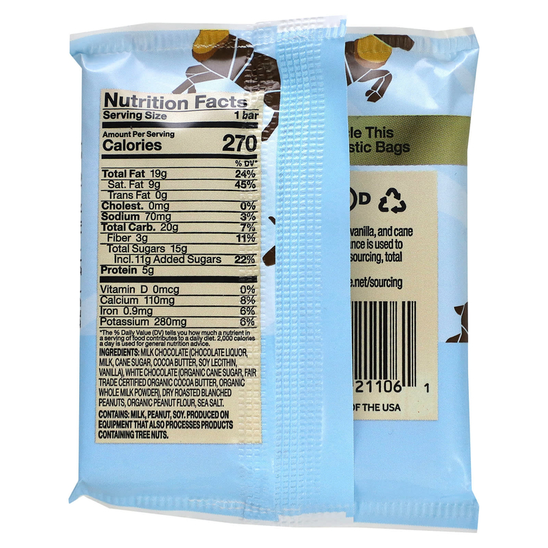 Endangered Species Chocolate, Fudgy Peanut Butter, 48% какао и молочный шоколад, 45,3 г (1,6 унции)