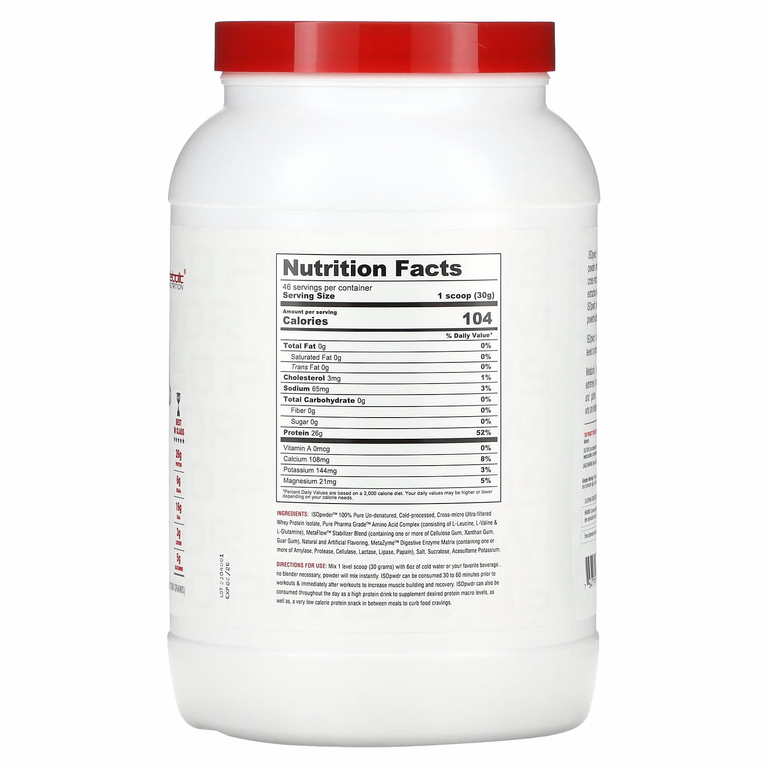 Metabolic Nutrition, ISOpwDR, изолят сывороточного протеина, со вкусом торта, 1380 г (3,04 фунта)