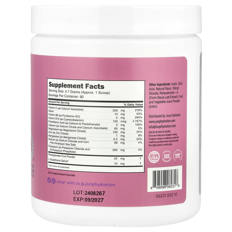 JUNP Hydration, Порошковая смесь электролитов, виноград, 423 г (14,9 унции)