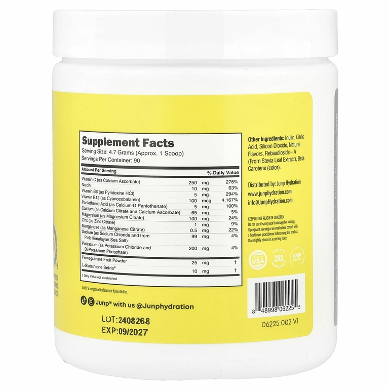 JUNP Hydration, Порошковая смесь электролитов, лимонад, 423 г (14,9 унции)
