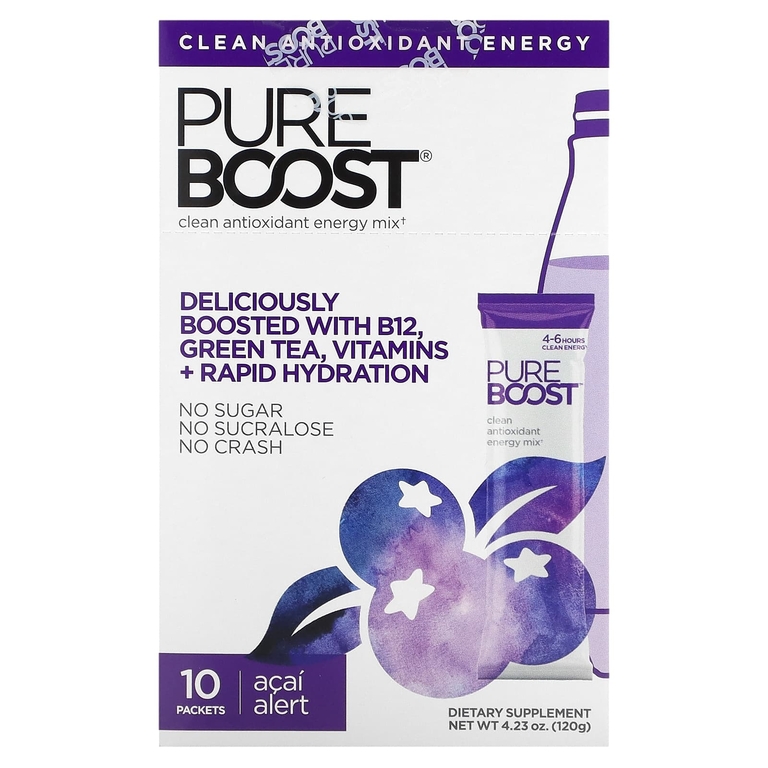 Pureboost, Clean Antioxidant Energy Mix, Acai Alert, 10 пакетиков по 12 г (0,42 унции) (Товар снят с продажи) 