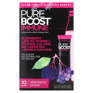 Pureboost, Immune, чистая энергетическая смесь с антиоксидантами, сила бузины, 10 пакетиков по 11,5 г (0,41 унции) (Товар снят с продажи) 