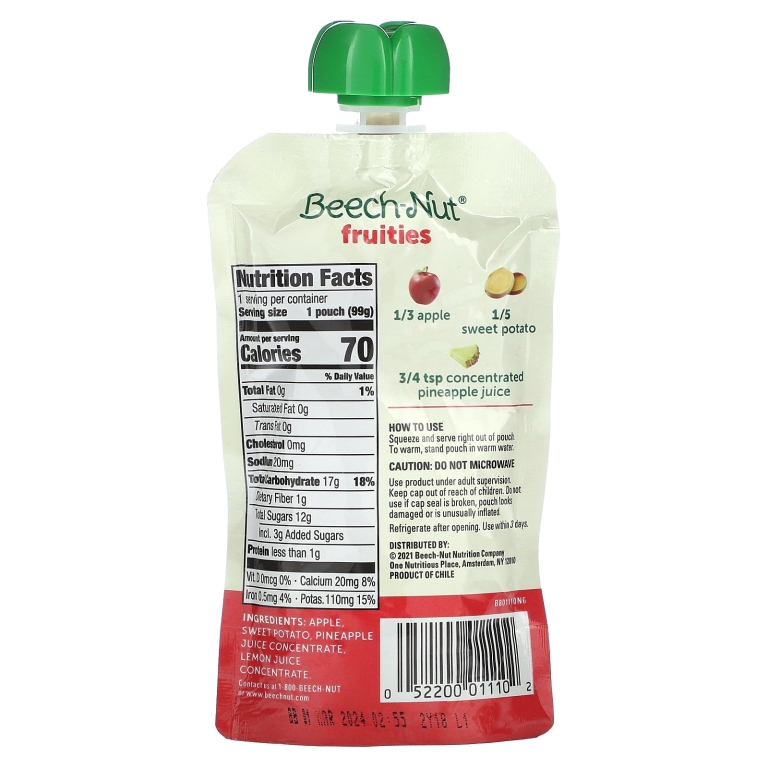 Beech-Nut, Фрукты, от 6 месяцев, яблоко, батат и ананас, 99 г (3,5 унции) (Товар снят с продажи) 