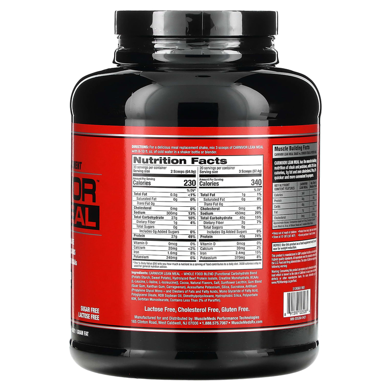 MuscleMeds, Carnivor Lean Meal, со вкусом шоколадной помадки, 1948 г (4,29 фунта)