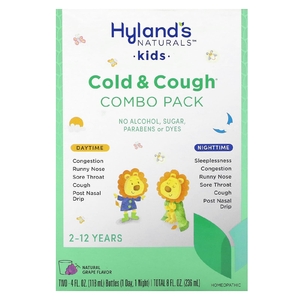 Hyland's Naturals, Для детей, комбо-пакет от простуды и кашля, дневное и ночное время, для детей от 2 до 12 лет, из натурального винограда, 2 флакона по 118 мл (4 жидк. унц.)