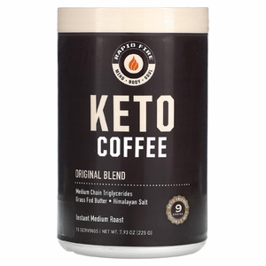 RAPIDFIRE, Keto Coffee, оригинальная смесь, растворимый, средней обжарки, 225 г (7,93 унции)