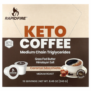 RAPIDFIRE , Keto Coffee Pod, карамель макиато, средней обжарки, 16 капсул, 240 г (8,46 унции) (Товар снят с продажи) 