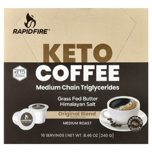 RAPIDFIRE , Keto Coffee Pods, оригинальная смесь, средняя обжарка, 16 стручков, 240 г (8,46 унции) (Товар снят с продажи) 