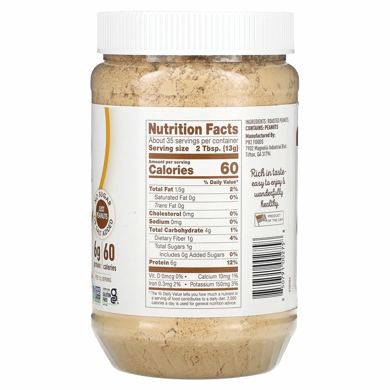 PB2 Foods, The Original арахисовый порошок, без добавок, 454 г (1 фунт)